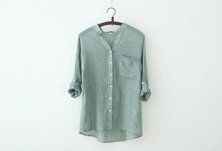 Thin Cotton Linen Sunscreen Shirt