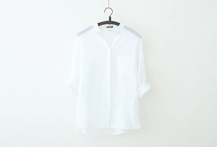 Thin Cotton Linen Sunscreen Shirt